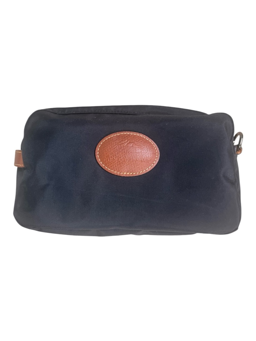 Lonchamp Le Pliage Toiletry Travel Cosmetics Bag Black Brown Nylon 10x6